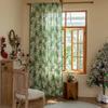 Pinecone Cotton Linen Curtain Panels with Green Tassels Thermal Insulated Boho Window Drapes Christmas Living Bedroom Decors