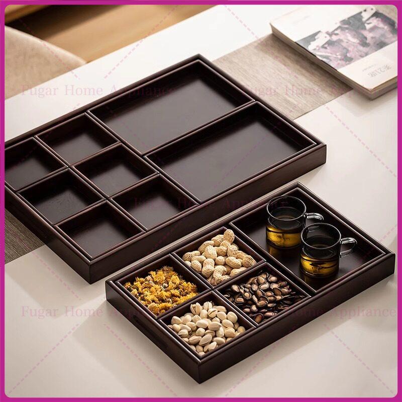 Wooden tea tray, dried fruit tray, household living room snack fruit tray, candy box, fruit tray