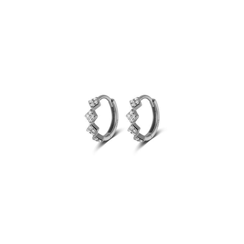 

WANTME 925 Silver Geometric Diamond Pavé CZ Zircon Charm Hoop Earrings for Women Fine French Huggies Piercing Jewelry срібний