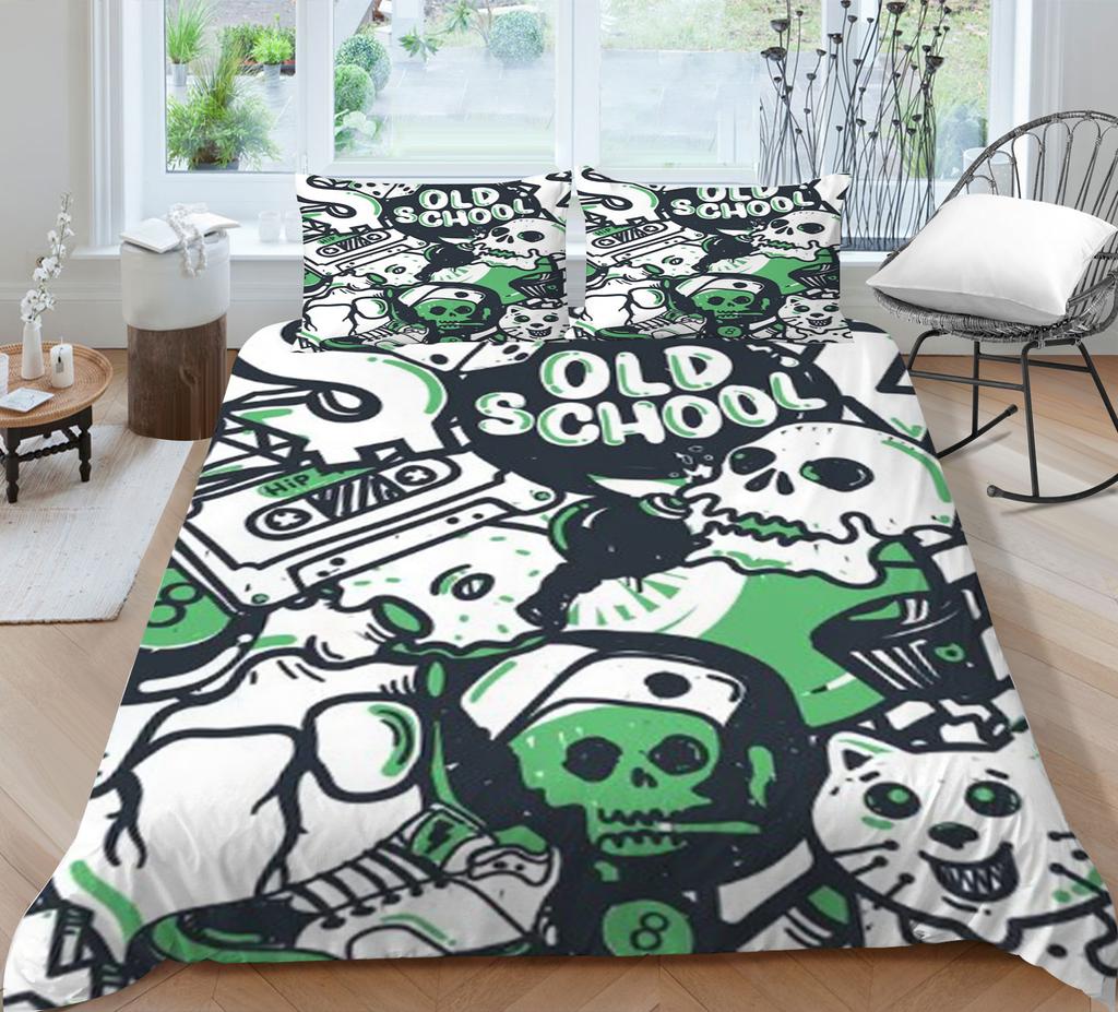 Quilt Cover 3D Printing Skull Home Bedclothes with Pillowcase King Double Size Soft Bed Set Luxury Duvet Cover