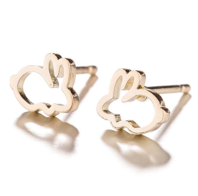 Korean Fashion Hollow Rabbit Earrings - Stainless Steel for Women