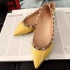 Fashion Small Size 31 32 33 Flat Shoes for Women Spring and Autumn Rivet Pointed Flat Shoes Shallow Large Size Shoes for Women 44 45