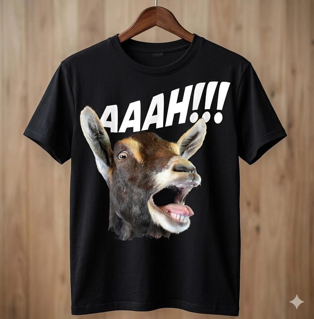 Unisex Adult Funny Graphic Aaah Goat Fny Farm Animal Meme T-Shirt i... XL
