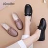 Fashion Spring Autumn Bow Mom's Flat Loafers Soft Sole PU Leather Shoes for Women Slip On Comfortable Casual Shoes Grandma Gift Loafers