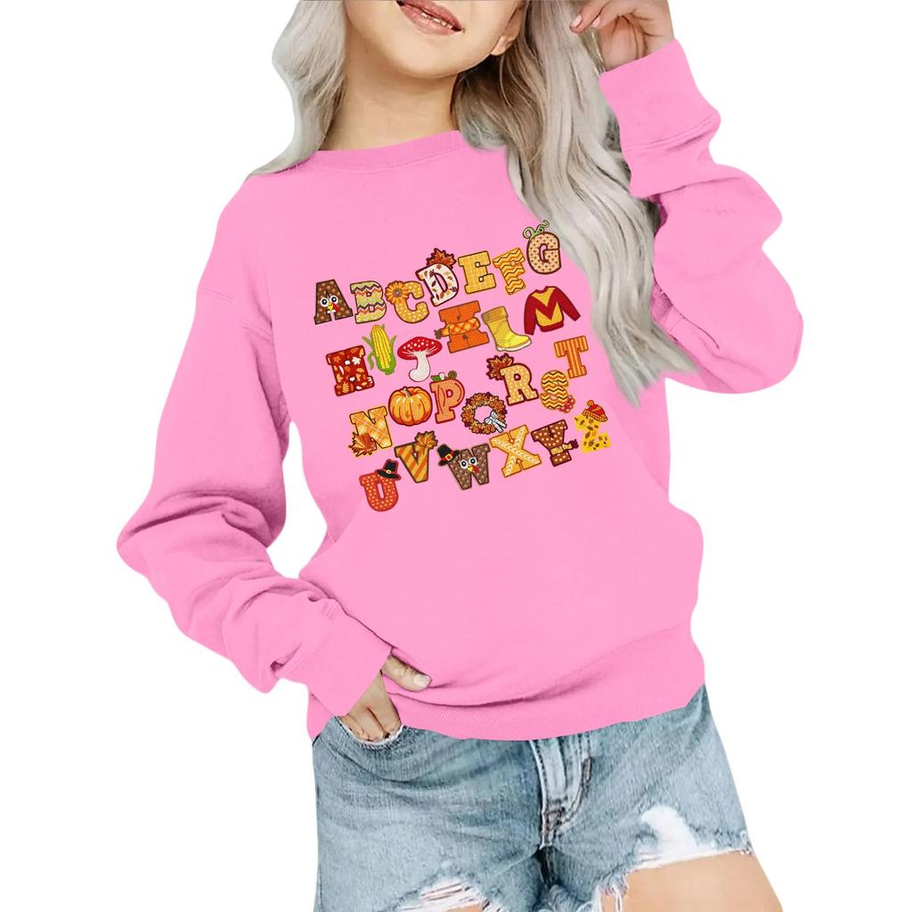 Kids' Fashion Loose-Fit Casual Long-Sleeve Christmas Print Oversized Crewneck Sweatshirt