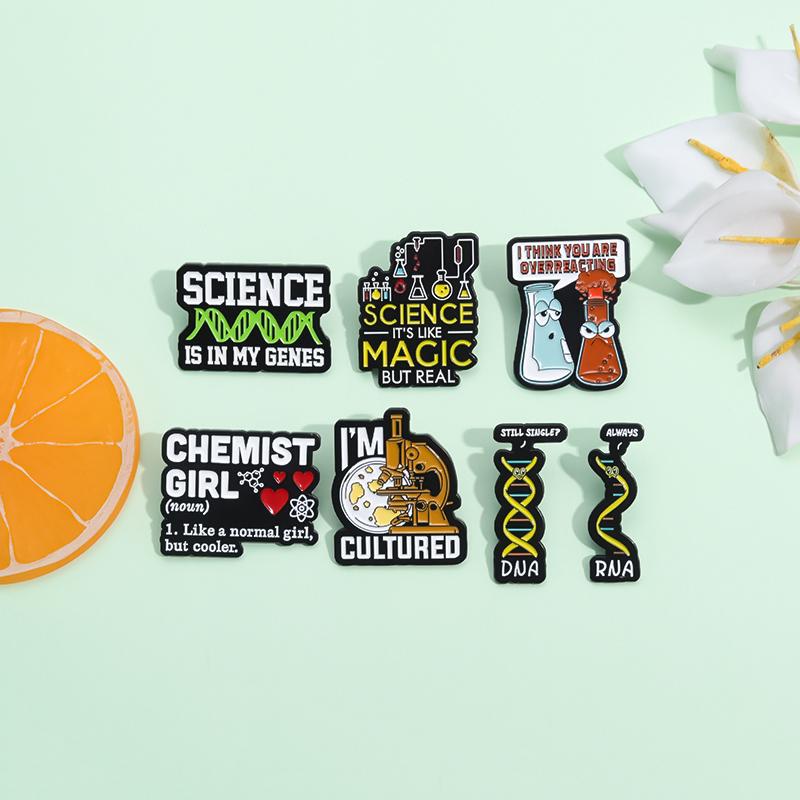 Science Chemist SeriesEnamel Pins Custom Beaker Microscope Brooches Decorative Backpack Clothes Lapel Badge Jewelry Gifts Pins