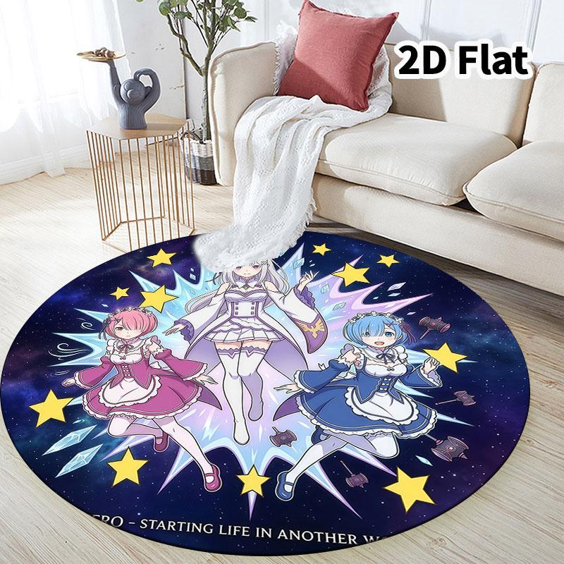 Re Zero Round Area Rug Carpet Rug For Living Room Bedroom Sofa Playroom Decor Nonslip Floor Mat