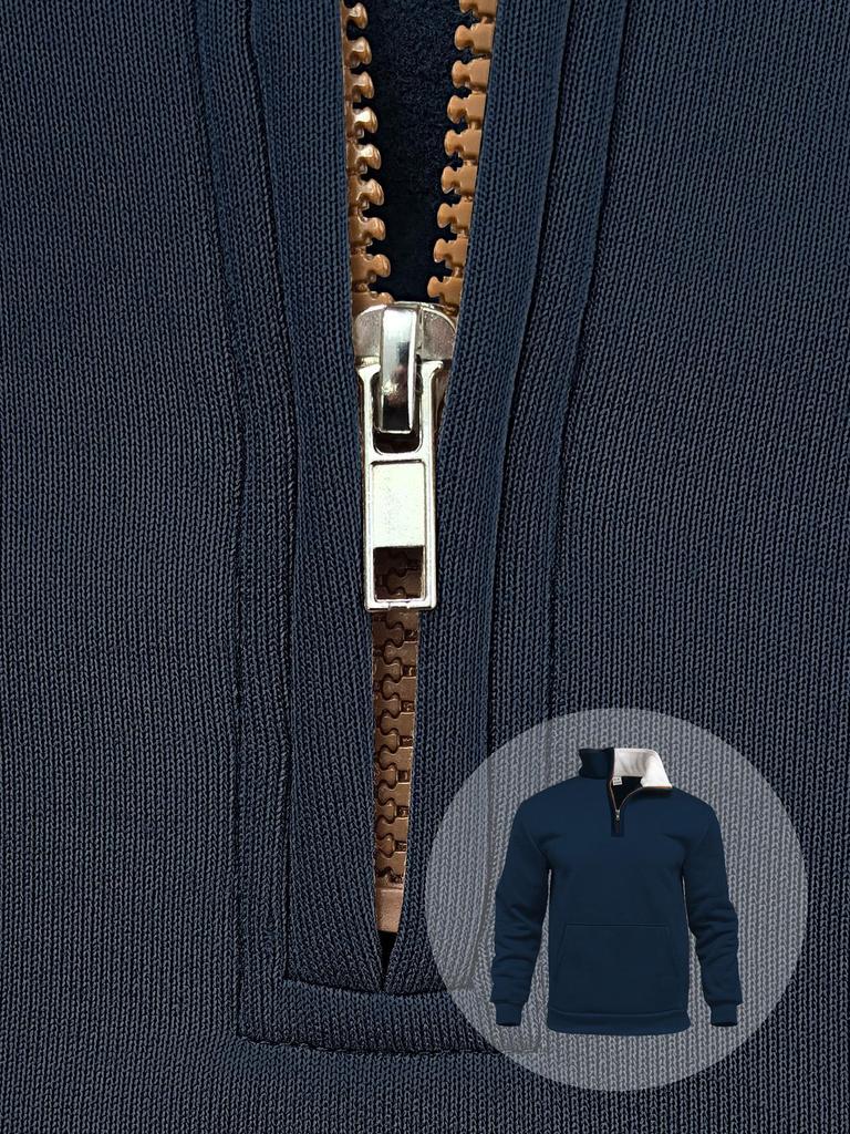 Men's Waffle Knit High Collar Half-Zip Pullover Sweatshirt - Autumn Casual Outdoor Style