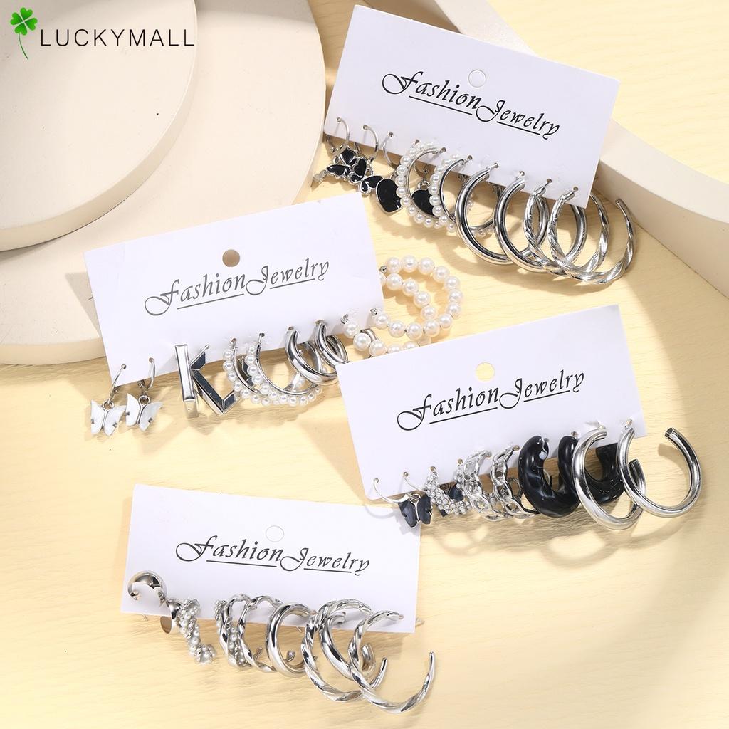 

20 пар/компл. серьги-бабочки из искусственного жемчуга, комплект серег-кольца из смолы, сердце, серебро для женщин, гипоаллергенные аксессуары, ювелирные изделия