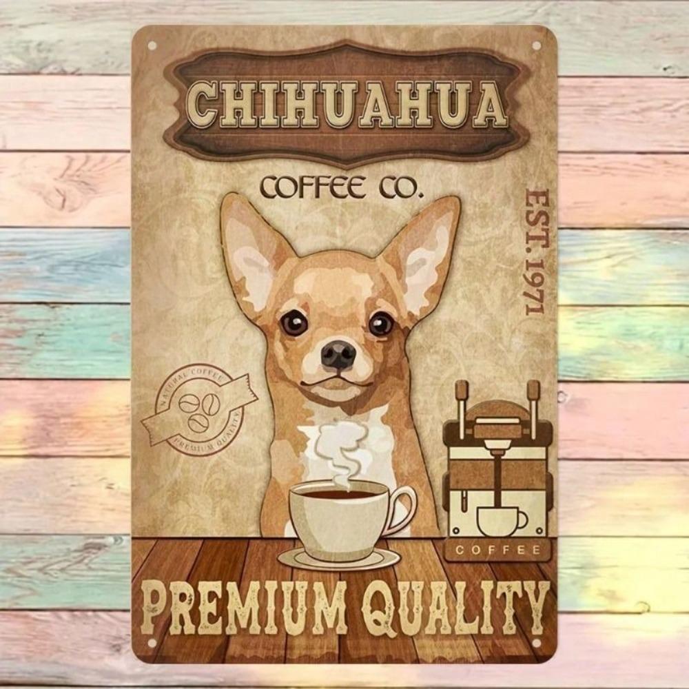 Retro Metal Sign Chihuahua Vintage Wall Art Kitchen Cafe Decor 20x25 cm