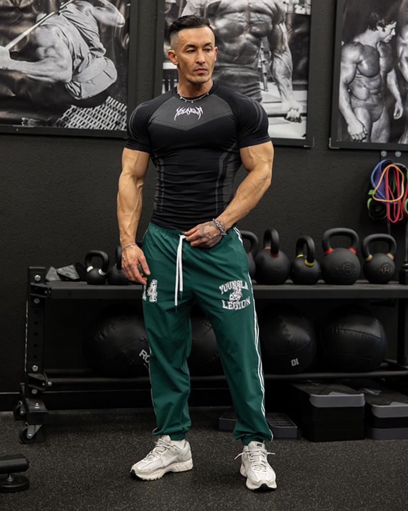 YOUNGAL Men's High Elastic Short Sleeve Fitness T-Shirt