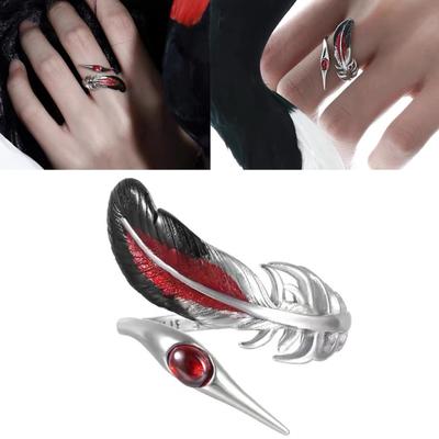 Adjustable Open Feather Rings Vintage Styles Unisex Jewelry Accessory for Women Men Gifts Silver Tone Retro Designs