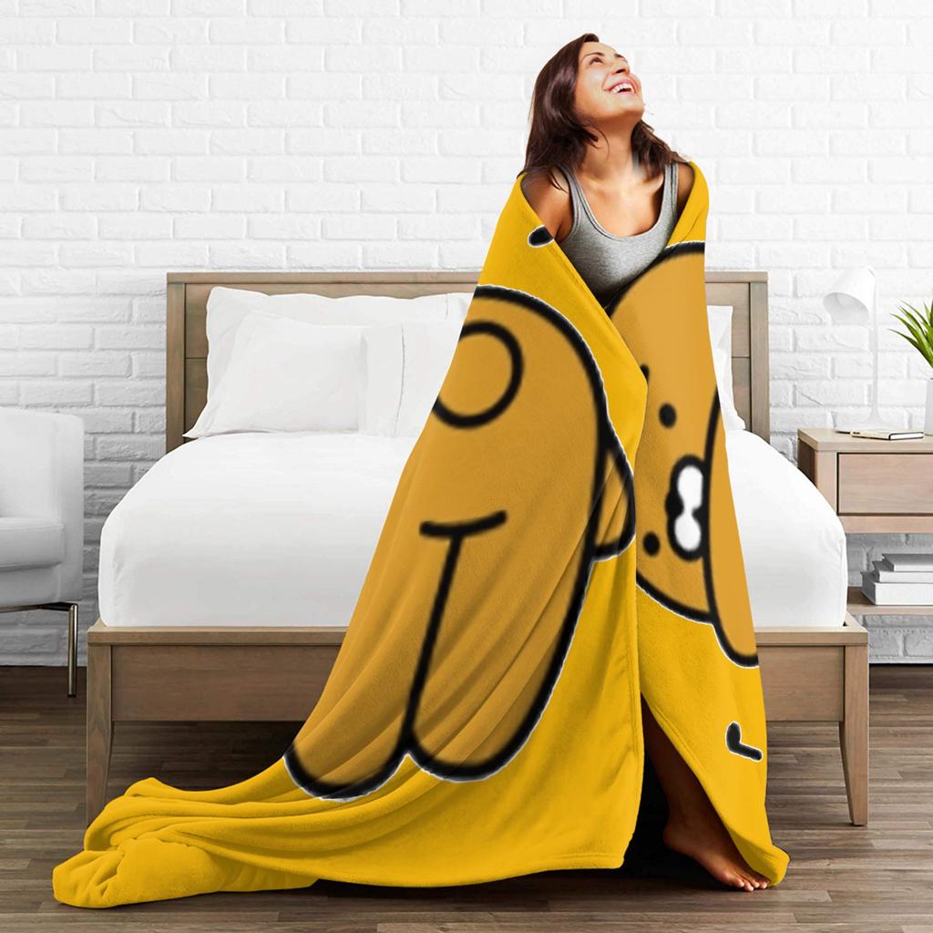 K-Kakaos F-Friends Hello! Ryan Flannel Blanket Funny Throw Blanket for Home Hotel Sofa 125*100cm Rug Piece,