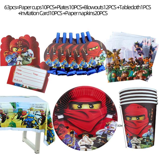 

Party supplies for10- 20kids use Ninja theme birthday party decoration tableware set,