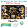 1Pcs Black Golden Neon Happy Birthday Cake Gifts Decoration Background Birthday Backdrop Decorations For Photo Studio Booth Party