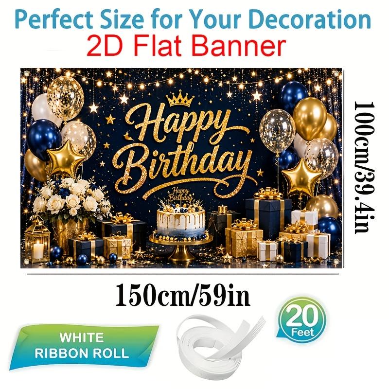 1Pcs Black Golden Neon Happy Birthday Cake Gifts Decoration Background Birthday Backdrop Decorations For Photo Studio Booth Party