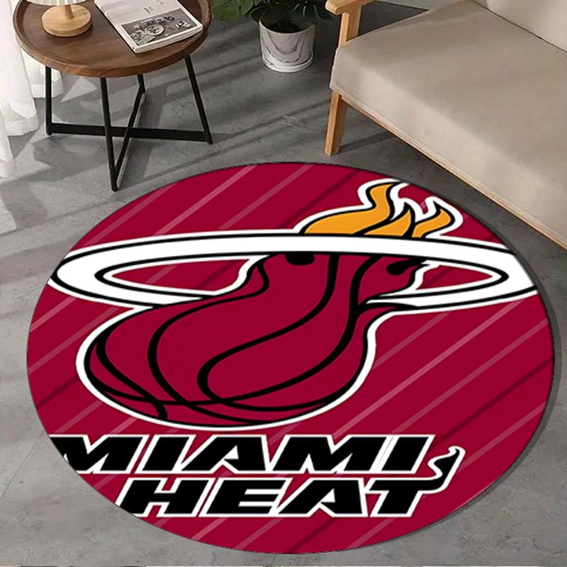 Heat Miami Team Spirit Round Rug for Livingroom,Bedroom, Palyroom, Chair Rug, Area rug, Circle Carpet, Large Size Fan Christmas gift
