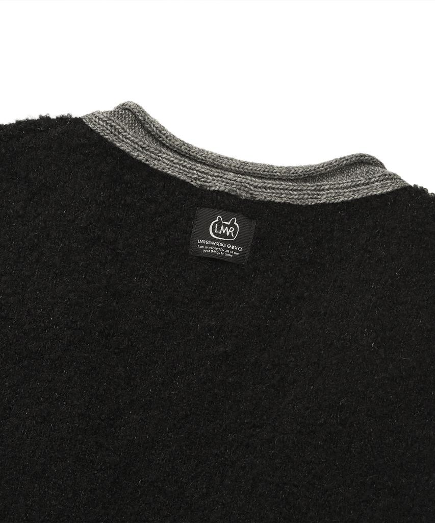 LMR Contrast Point Boucle Cardigan Black