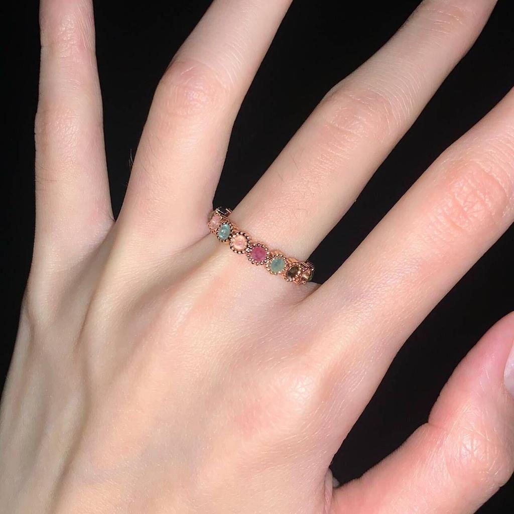 Anello Regolabile da Donna in Tormalina Arcobaleno - Stile Dolce & Piccante