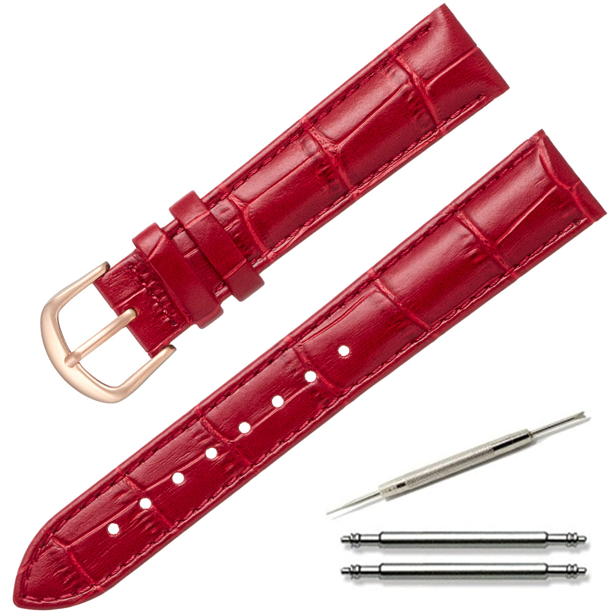 

Calum Watch Strap, Genuine Leather, Crocodile-Embossed Leather, Watch Band, Replacement Strap, 0.5 - 0.9