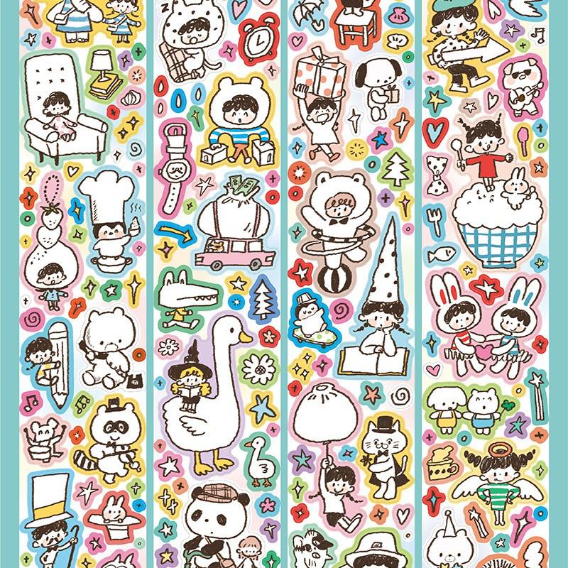 Scribble Style Graffiti Tape: Black & White Pencil People Pattern for Abstract Decor