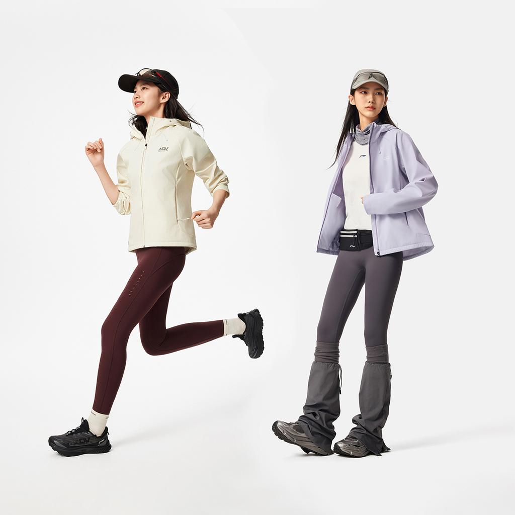 Li Ning Running Series Windproof Water-Repellent Hooded Softshell Jacket Women Jackets Sea-Salt-Purple AFDVG72-2