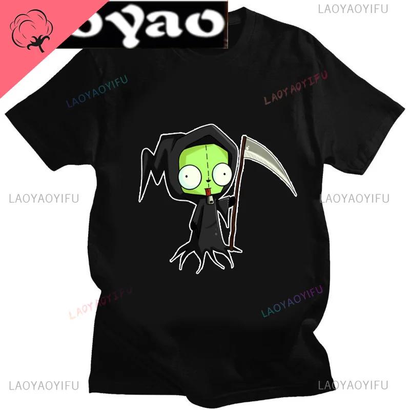 Cute Cartoon Invader Zim Gir Graphic Tshirt Image Cotton Women Men Retro Tees Unisex Adult Harajuku Fun Fashion Streetwear Tops