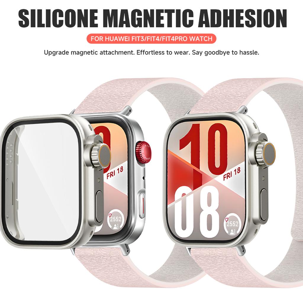 Magnetic Silicone Strap With Change To Ultra Watch Case Screen Protector Cover Fo Fit 4Pro For Huawei Watch Fit4 3 Bracelet