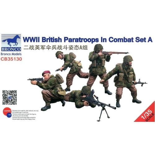 Bronco Model 1/35 British Paratrooper Soldier Battle Scene Set A (5 Figures) Plastic Model Kit CB35130