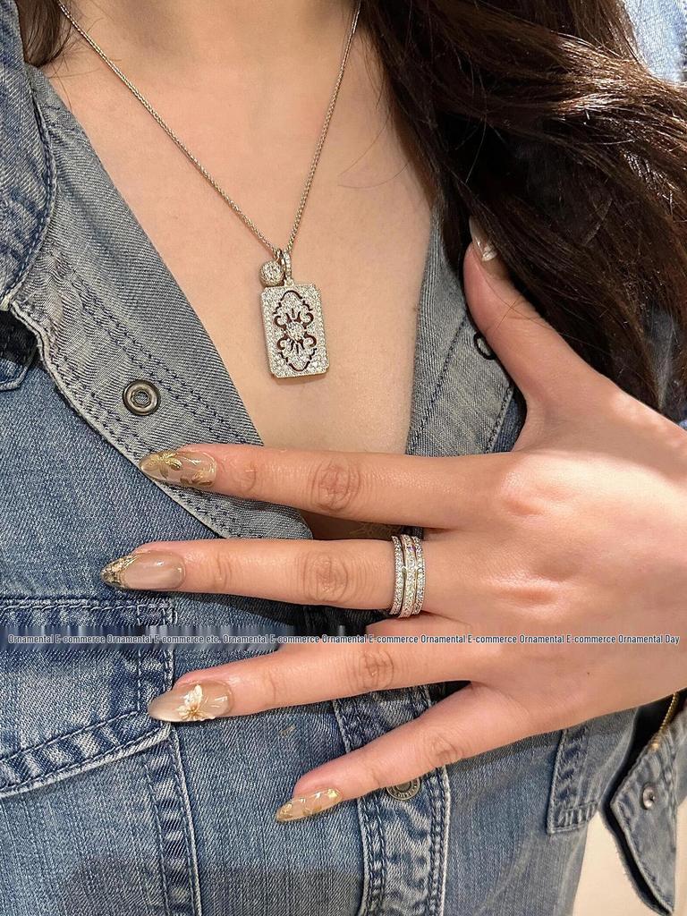 Dámský vysoce kvalitní stříbrný diamantový přívěsek na náhrdelníku - Nádherný lehký luxusní choker
