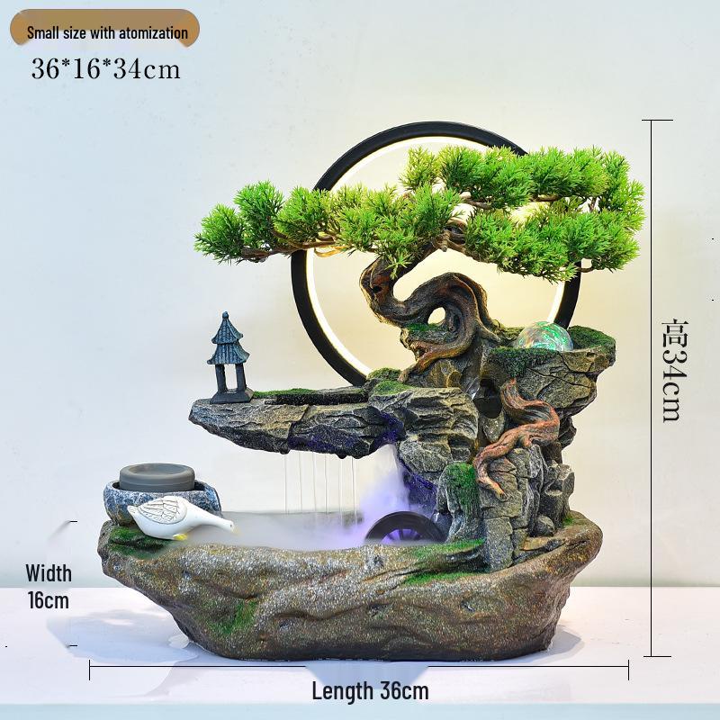 Rockery Water Fountain Feng Shui Wheel for Living Room, TV Cabinet, Office Tabletop