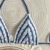 European and American New Split Swimsuit Women's Sexy Striped Suspender Neck Bikini Design Halter Swimsuit Women