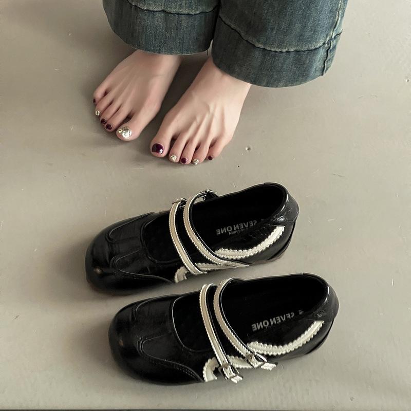 Korean Version of Color Matching Ballet Increases Height and Looks Thin Mary Jane Shoes Women's Summer Retro Style Versatile Casual One-pedal Single S