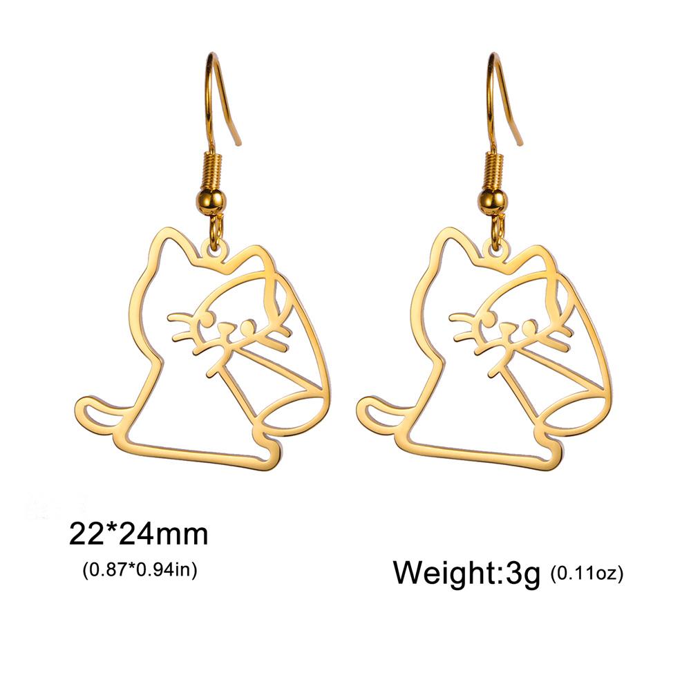 My Shape Cute Cat and Dog Dangle Earrings for Women Girls Stainless Steel Lovely Kitten Animal Drop Earring Fashion Jewelry Gift