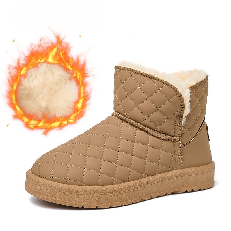 Zimní platformové sněhule pro ženy Voděodolné s plyšovou fleecovou podšívkou Vycházkové kotníkové boty Dámské teplé s podšívkou z umělé kožešiny Protiskluzové kotníkové boty