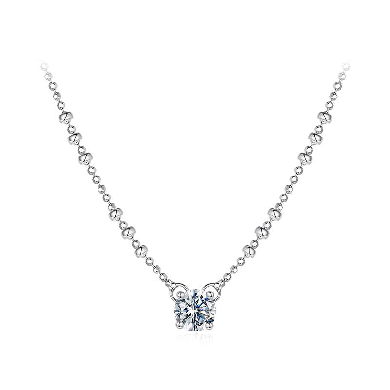 Bamoer Moissanite Necklace Sterling Silver Unique Beads Chain Design Certified Necklace Women Fine Jewelry