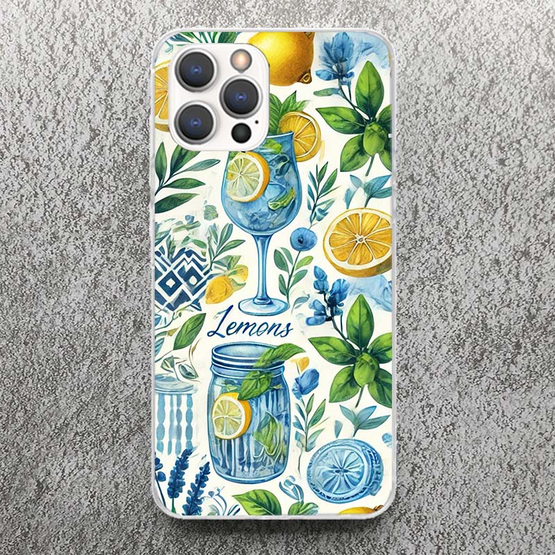 Summer Fruits Lemon Print Soft Case for iPhone 17 Air 16 16E 15 14 Plus 13 Mini 12 11 Pro Max Phone Shell SE 7 8 Pattern Cover F