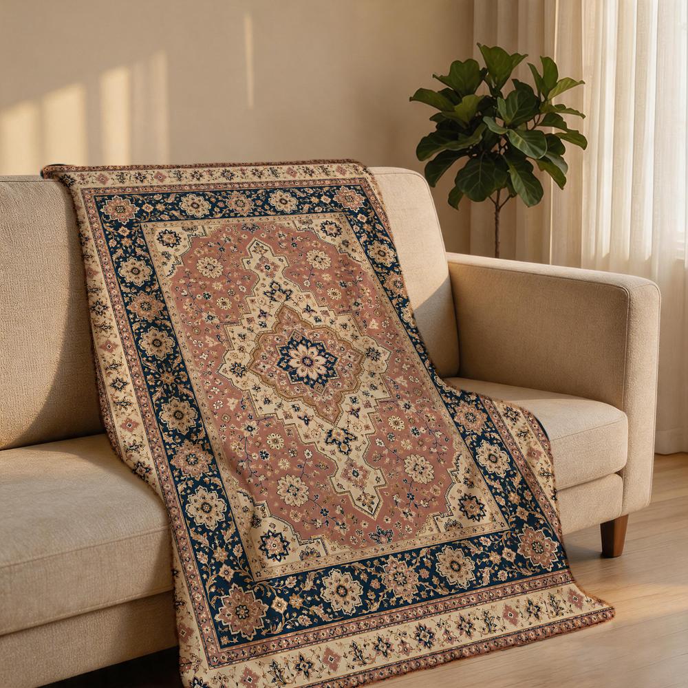 VintagePersianRug Throw Short Plush Throw Blanket Soft Skin-Friendly Multi-Scene Home Office