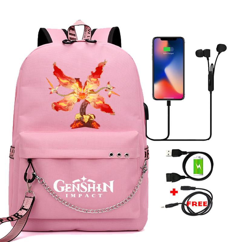 Anime Game Travel Backpack Printed Canvas Backpack Students Women Large Capacity Bookbag Usb Charging for Boy Girl School Bag Kids Gifts