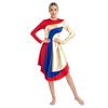 Women Color Block Liturgical Praise Dance Dress Church Worship Costume Lyrical Irregular Hem Dancewear