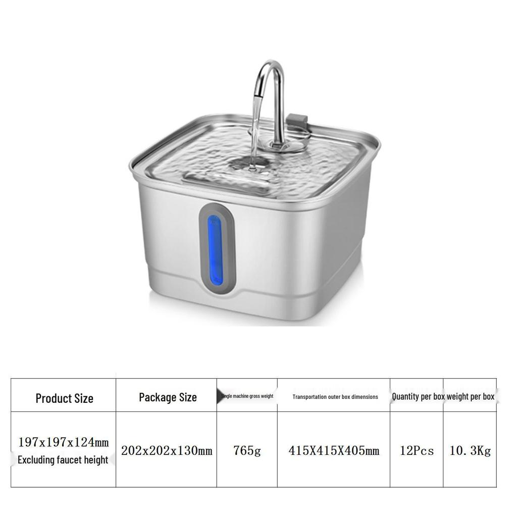 3L Stainless Steel Automatic Pet Water Dispenser with Smart Circulation for Cats and Dogs