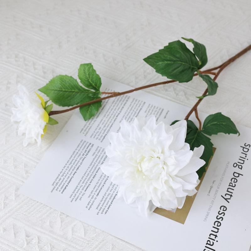 Artificial Wet Feeling Single Dahlia Artificial Flower Home Living Room Decoration Valentine'S Day Wedding Party Decoration