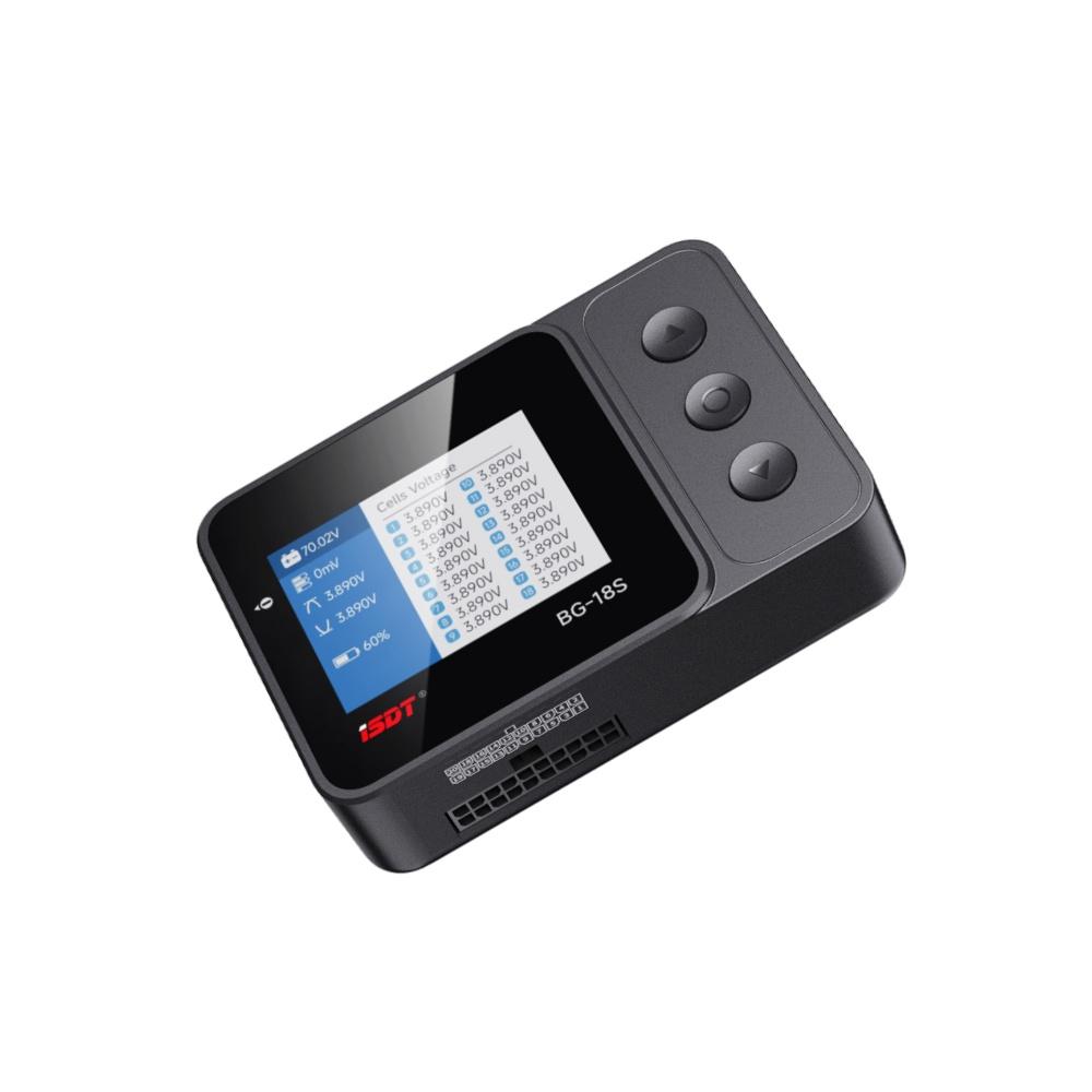 ISDT BG-18S Battery Meter 2.4-inch LCD Display Digital Battery Capacity Checker and Balancer for LiFe LiPo LiHv ULiHv 12-18S