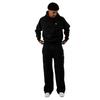 Set Felpa con Cappuccio Casual Ricamata Stile Americano e Pantaloni a Gamba Larga per Coppie