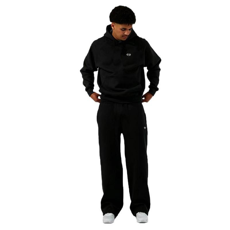 Set Felpa con Cappuccio Casual Ricamata Stile Americano e Pantaloni a Gamba Larga per Coppie