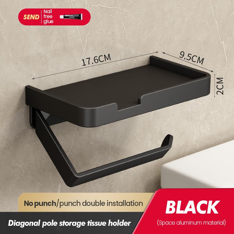 Toilet Tissue Box Wall Mounted Non Perforated Iron Tissue Holder Toilet Roll Paper Storage Rack Household Storage Products