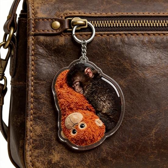 1/5Pcs Keychain Pendant 2D Printed Monkey Design Charm Bag Strap Keychain Backpack Purse Car Keys Accessory