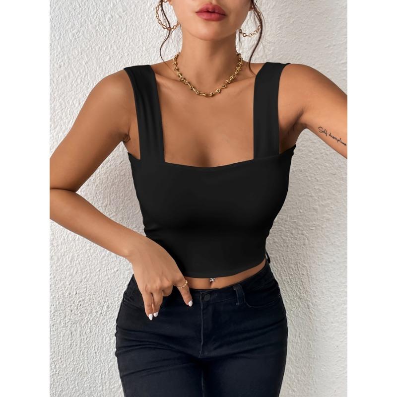 Summer New Women's Camisole Sexy Slim Hot Girl Wide Shoulder Strap Sleeveless Top