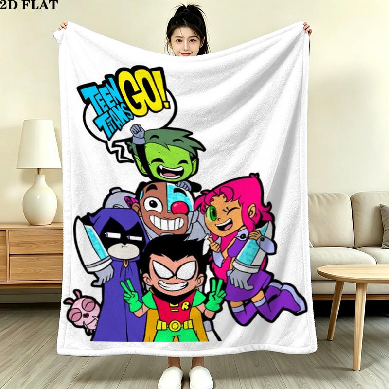 Teen Titans Print Flannel Blanket, High Quality Comfortable for All Seasons, Home Decor, Warmth and Comfort, Perfect for Christmas Gifts