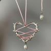 Fashion Thorn Heart Pendant Necklace Sweet Cool Clavicle Chain Lace Up Choker Simple Cord Neck Chain Party Jewelry